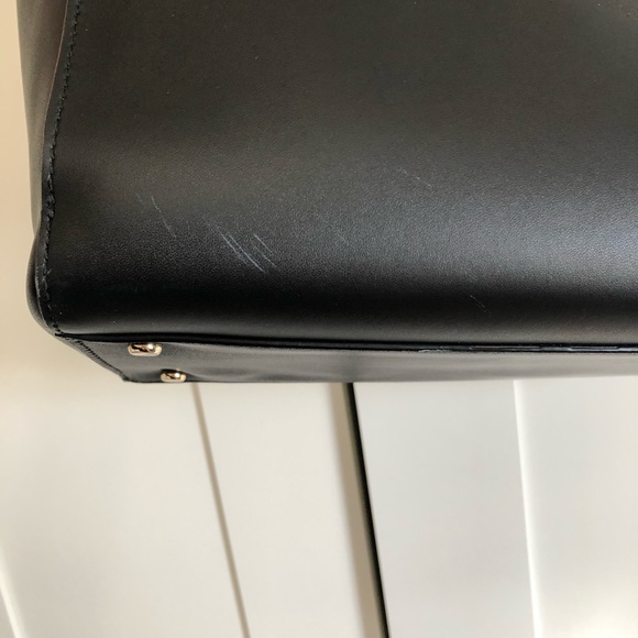 Kate Spade Black & Blue Top Handle Leather Tote Bag - Picture 3 of 16